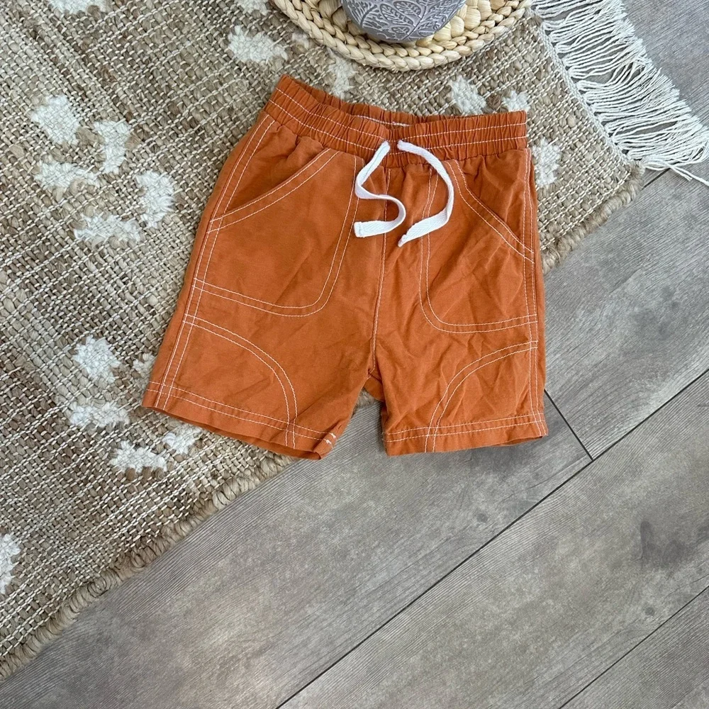 Y2K Le Top Baby Toddler Boy Swim Trunks Rustic Burnt Orange Size 12 Months